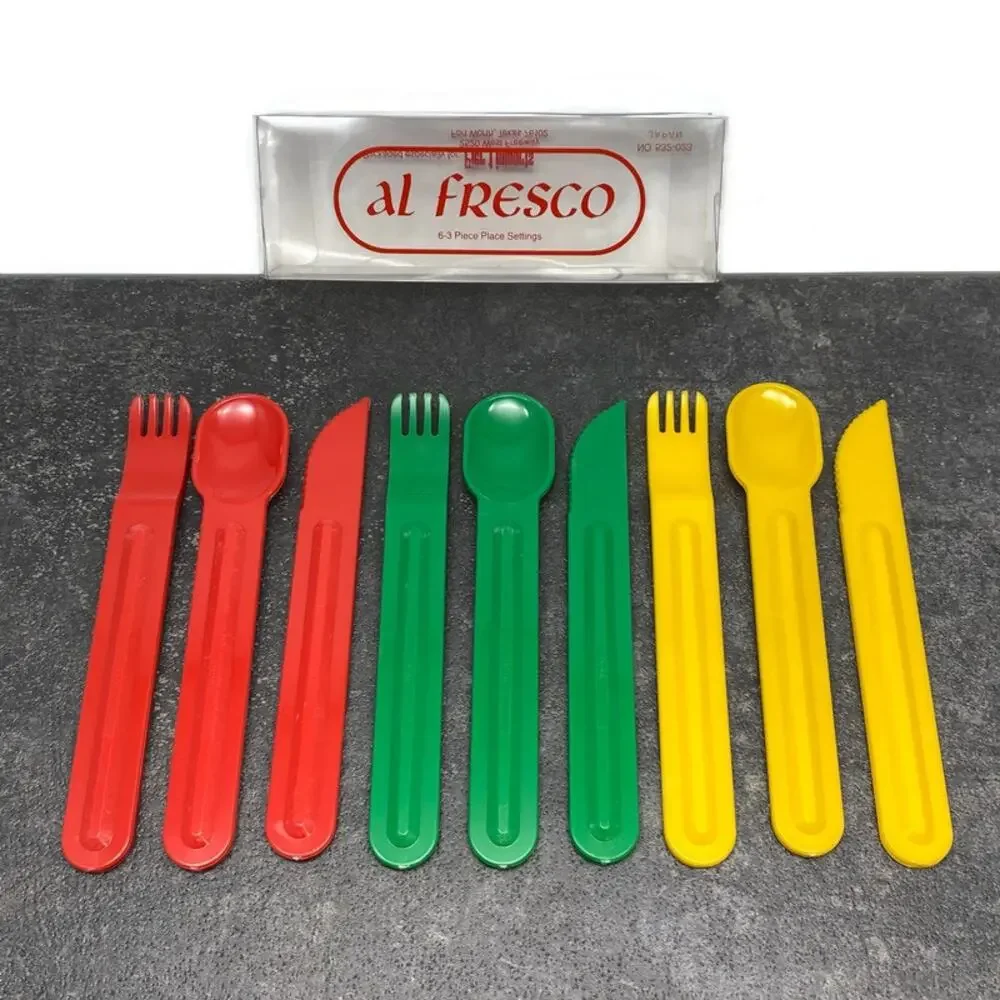 Pier 1 Al Fresco 6 Place Settings Plastic Modern Flatware Camping Travel Japan